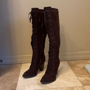 Tall lace up boots